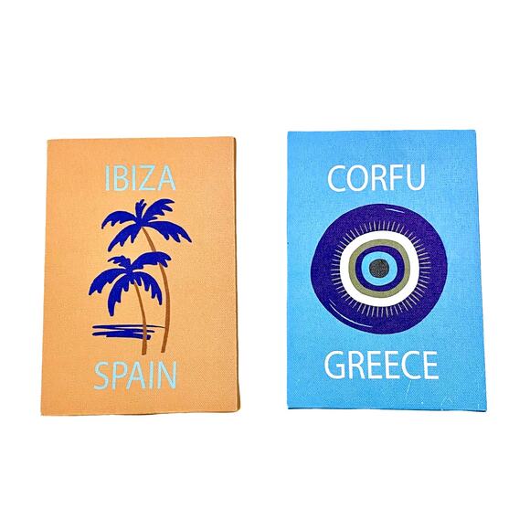 Pack of 2 Small Wall Art Prints Decor Room Posters UNFRAMED Orange and Blue Set - Picture 1 of 8